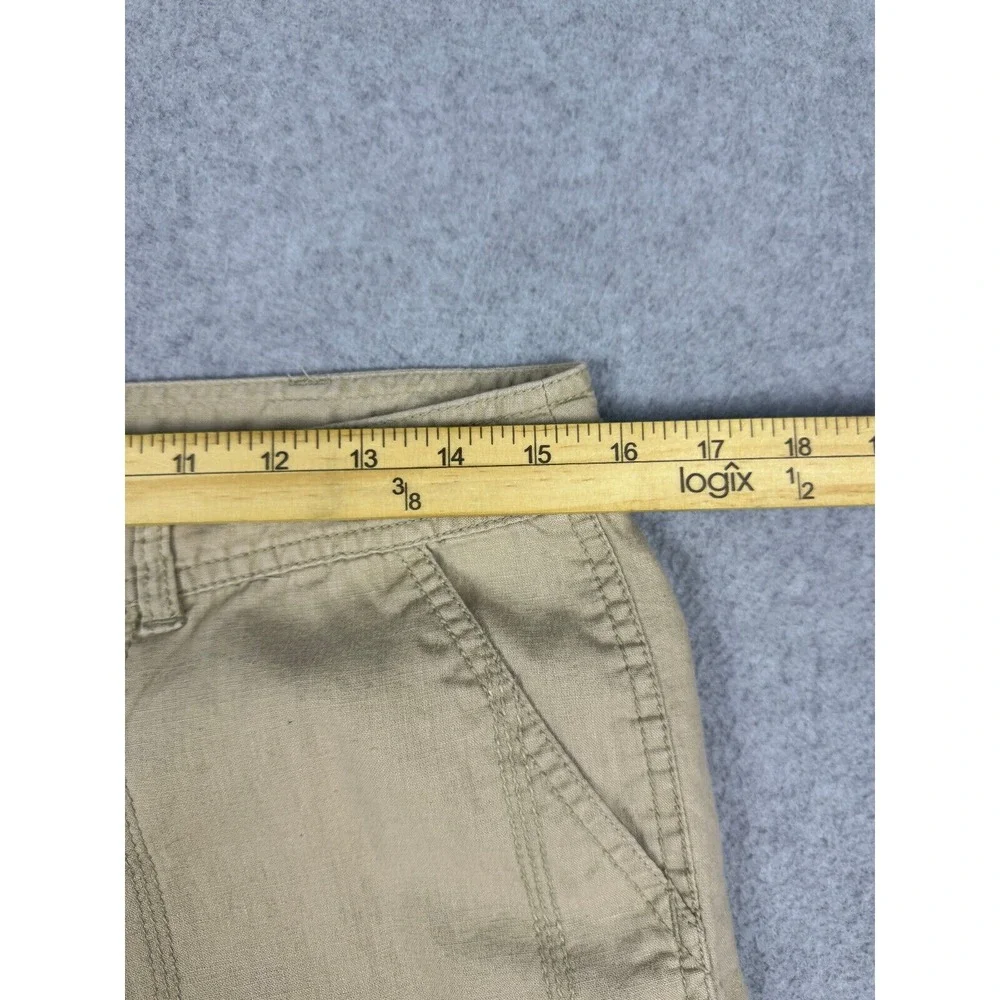 Banana Republic Cropped Cargo Pants Women's 8 Tan Linen Cotton High‎ Rise Casual